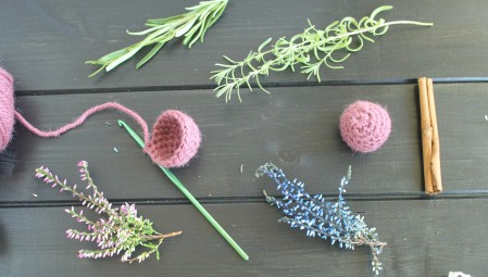 One Ball Challenge: crocheted scent balls for the sock drawer