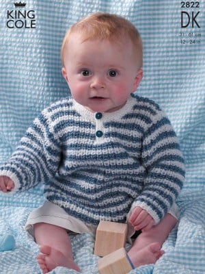 King Cole 2822 Striped and Plain Sweaters and Cardigans										