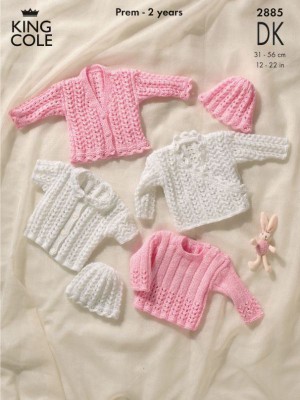 King Cole 2885 Wrap Cardigan, Children's Button Cardigan and V Neck Sweater										