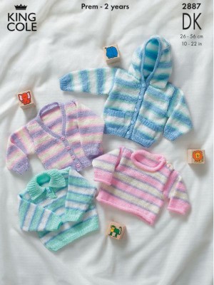 King Cole 2887 - Baby's Striped Cardigans										