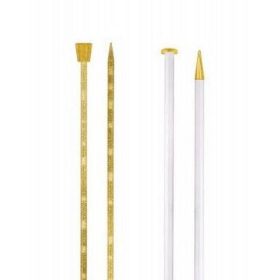 addi Plastic Gold Glitter Single Pointed Knitting Needles 14in (35cm) - US 17 (12.0mm) Hollow With Champagne Tip