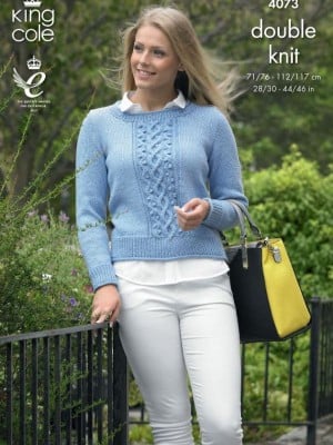 King Cole 4073 Ladies Sweater & Slipover in Merino Blend DK										