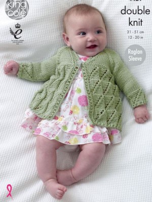 King Cole 4429 Babies Matinee Coat, Angel Top & Cardigan in Cottonsoft DK