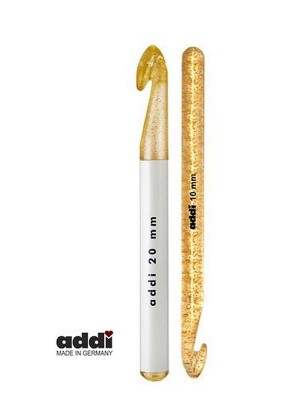 addi Plastic Gold Glitter Crochet Hooks										 - US 36 (20mm) Hollow Body, Length 9in (23cm)