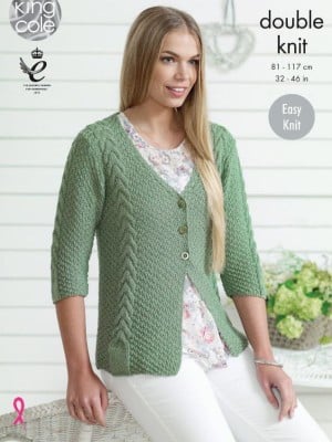 King Cole 4485 Cardigan & Sweater Knitted in Bamboo Cotton DK										