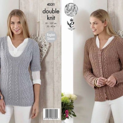King Cole 4531 Top and Cardigan in Giza Cotton DK										