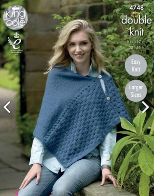 Textured Poncho with Buttons