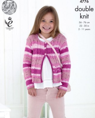 King Cole 4776 Girl's Cabled Cardigans