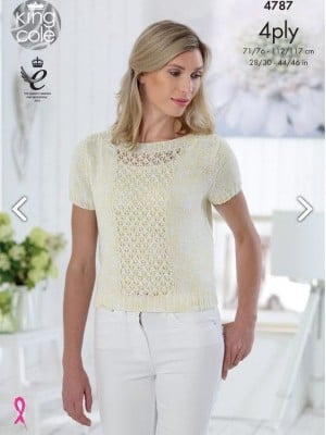 King Cole 4787 Lace Panel Tops