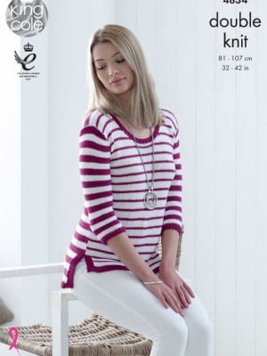 King Cole 4834 Striped Sweaters Knitted in Bamboo Cotton DK										