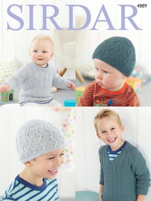Sirdar 4889 Boy's Sweater & Hat in Sirdar Snuggly Bamboo DK
