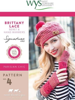 West Yorkshire Spinners WYS56993 Brittany Lace Beret and Hand Warmers										
