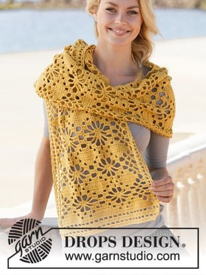 DROPS Butterfly Migration Crochet Wrap in Cotton Merino										