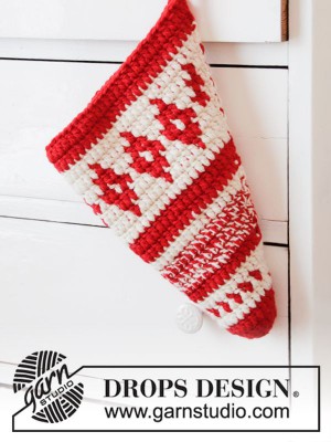 DROPS Candy Cone Crochet Christmas Stocking										