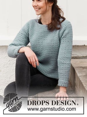 DROPS Grey Owl Crochet Sweater in Karisma										