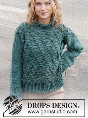 DROPS Teal Crossover Sweater										