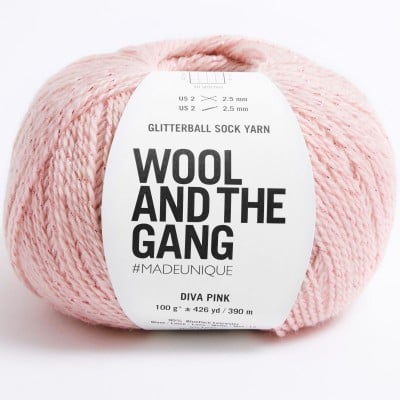 Wool and the Gang Glitterball Sock - 208 Diva Pink