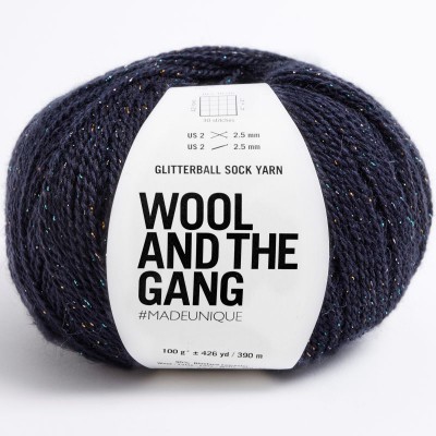 Wool and the Gang Glitterball Sock - 209 Night Fever Navy