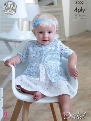 King Cole 5002 Baby Crochet Cardigans & Blanket										