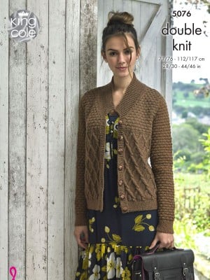 King Cole 5076 Basket Weave & Cable Cardigan & Waistcoat										