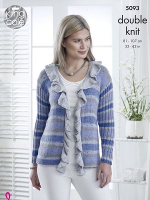 King Cole 5093 Sweater & Cardigan with Flounce