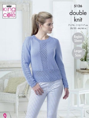King Cole 5126 Lattice Lace Raglan Cardigan & Sweater										