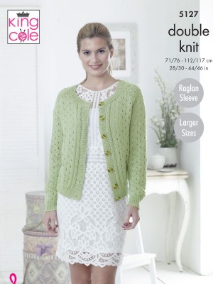 King Cole 5127 Sweater & Cardigan with Eyelets & Cables										