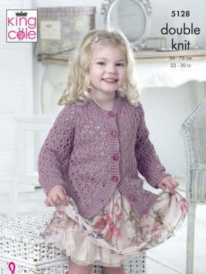 King Cole 5128 Child's Cardigans with Lace										
