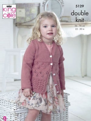 King Cole 5129 Child's Cardigans with Eyelet Detailing										