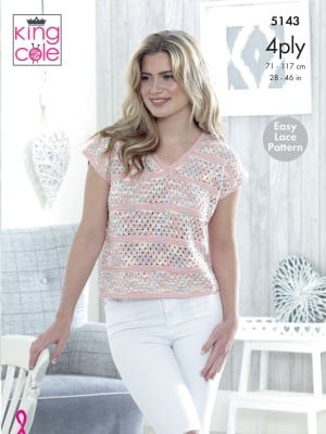 King Cole 5143 Eyelet & Garter Stitch Tops										