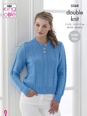 King Cole 5368 Braided Cable Cardigan & Sweater										