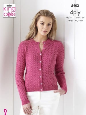 King Cole 5402 Cabled Cardigan & Slipover										