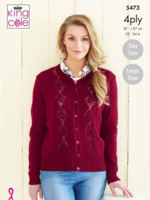 King Cole 5473 Diamond Lace Cardigan & Sweater										