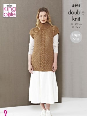 King Cole 5494 Lace Tunic & Poncho Shawl in Natural Alpaca DK										
