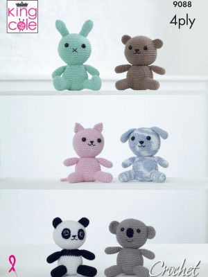 King Cole 9088 Crochet Animal Toys										