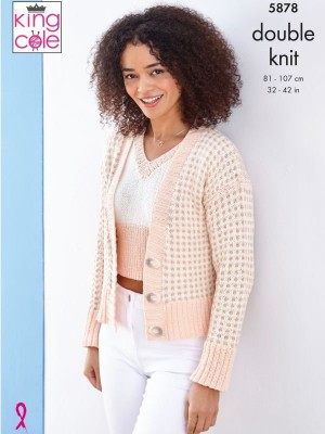 King Cole 5878 Ladies Checkered Cardigans
