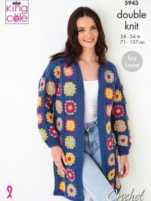 King Cole 5943 Granny Square Cardigans