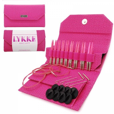 LYKKE Blush Interchangeable Circular Birchwood Knitting Needle Set 3.5in Tips - Blush Basketweave