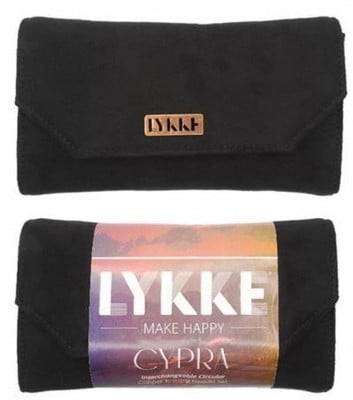 LYKKE Interchangeable Circular Knitting Needle Set 3.5in Tips Cypra Copper Black Vegan Suede										 - Black Vegan Suede