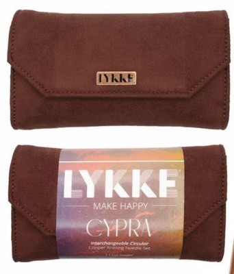 LYKKE Interchangeable Circular Knitting Needle Set 3.5in Tips Cypra Copper Brown Vegan Suede										 - Brown Vegan Suede