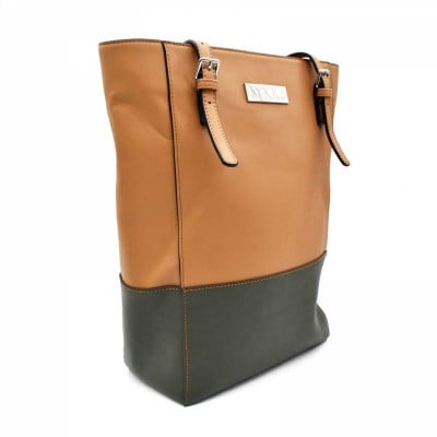 LYKKE Lyra Project Tote Bag										 - Camel and Green