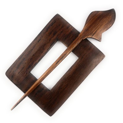 LYKKE Wooden Shawl Pins Rectangle										 - Rosewood