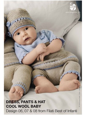 Lana Grossa - Filati Best of Infanti Design 06, 07 & 08 - Cool Wool Baby Dress, Pants & Hat										