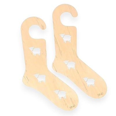 Laughing Hens Pair Wooden Sock Blockers - Sheep-Motif										 - Medium (US 7.5-9 / EU 38-40)