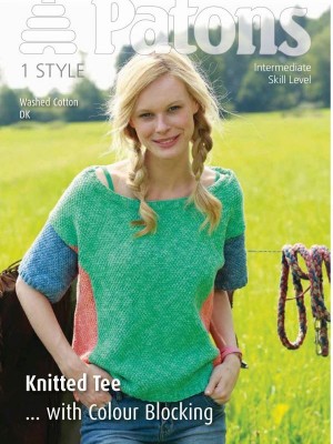 Patons 3989 Knitted Tee With Color Blocking										