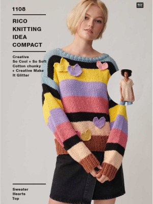 Rico KIC 1108 Sweater, Top & Hearts in Creative So Cool + So Soft Cotton Chunky										