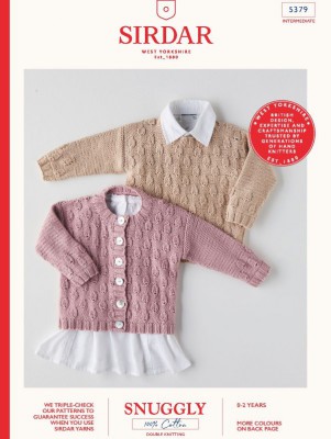 Sirdar 5379 Textured Sweater and Cardigan in Snuggly Cotton DK