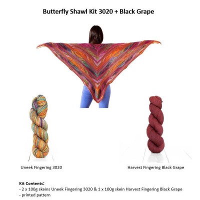 Urth Yarns Butterfly Shawl Kit										 - 3020 & Black Grape