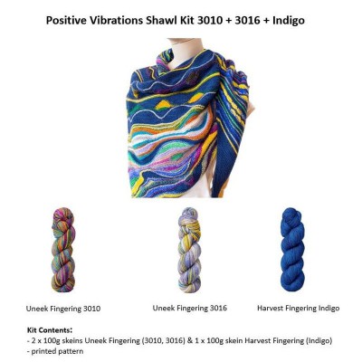 Urth Yarns Positive Vibrations Shawl Kit										 - 3010 & 3016 & Indigo