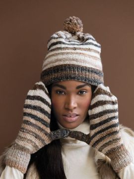 Noro MAG9-11 Striped Slouch Hat and Mittens